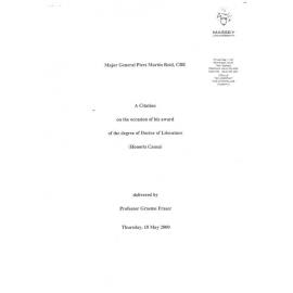Honorary doctorate citation, Major General Piers Martin Reid, 2000