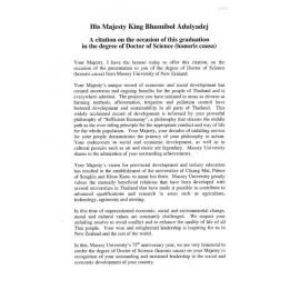 Honorary doctorate citation, King Bhumibol Adulyadej, 2002