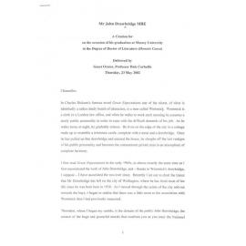 Honorary doctorate citation, John Drawbridge, 2002