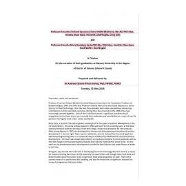 Honorary doctorate citation, Richard and Mary Earle, 2018