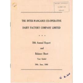Inter-Wanganui Co-operative Dairy Factory Company Limited. Annual report, 1966