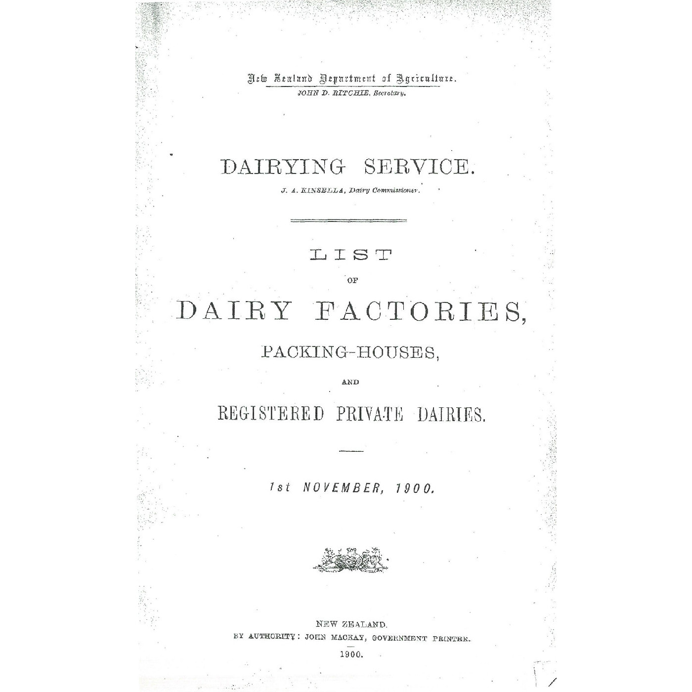 Annual List of Dairy Factories
