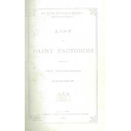 List of Dairy Factories, 1893