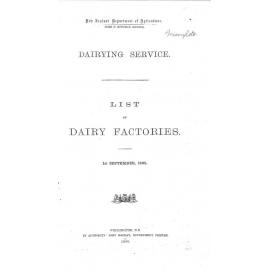 List of Dairy Factories, 1898