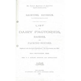 List of Dairy Factories, Dairies and Packing Houses, 1902