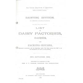List of Dairy Factories, Dairies and Packing Houses, 1903