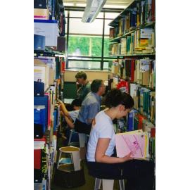 Turitea Library, shelf-tidying, 2002