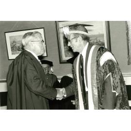Charlie Yeats next to Chancellor Sir Arthur Ward at the Massey University Jubilee