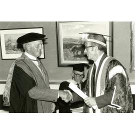 Dr. Yates next to Chancellor Sir Arthur Ward at the Massey University Jubilee