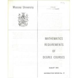Information Series No 17, Mathematics Requirements in Degree Courses, 1973