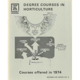 Information Series No 6, Degree Courses in Horticulture, Courses offered, 1974