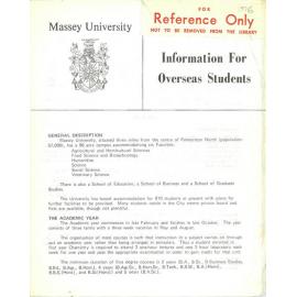 Information Series No 22, Information for Overseas Students, 1976