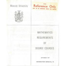Information Series No 19, Mathematics Requirements of Degree Courses, 1978