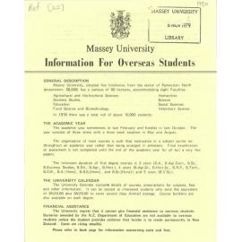 Information Series No 22, Information for Overseas Students, 1980
