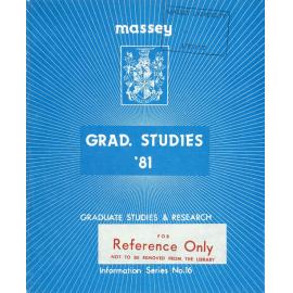 Information Series No 16, Graduate Studies and Research, 1981