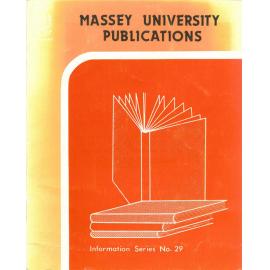 Information Series No 29, Massey University Publications, 1983