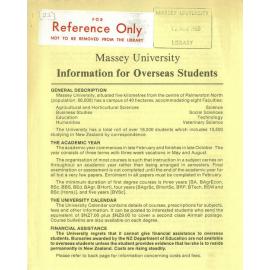 Information Series No 22, Information for Overseas Students, 1985