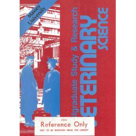 Information Series No 16F, Postgraduate Study and Research - Veterinary Science, 1987