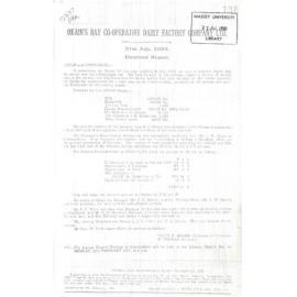 Okain’s Bay Co-operative Dairy Factory Company Limited. Annual Report and Balance Sheet for the year ended 31 July 1930