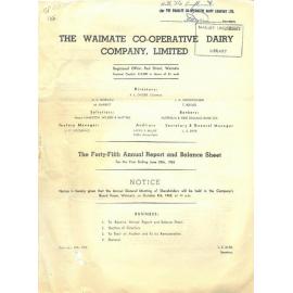 Waimate Co-operative Dairy Company Limited. Annual Report and Balance Sheet for the year ended 30 June 1965