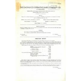 Oaonui Co-operative Dairy Company Limited. Annual Report and Balance Sheet for the year ended 31 May 1974