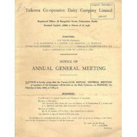 Taikorea Co-operative Dairy Company Limited. Directors Report and Balance Sheet for the year ended 30 June 1946