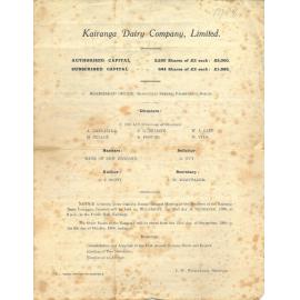 Kairanga Co-operative Dairy Company Limited. Annual Report for the year ended 31 July 1908