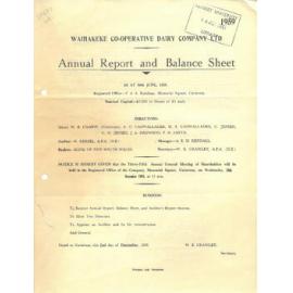 Waihakeke Co-operative Dairy Company Limited. Annual Report and Balance Sheet for the year ended 30 June 1959