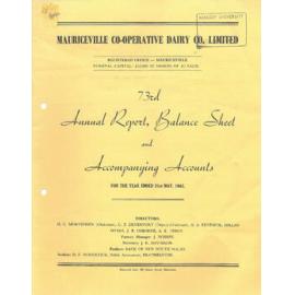 Mauriceville Co-operative Dairy Company Limited. Annual Report and Balance Sheet for the year ended 31 May 1962