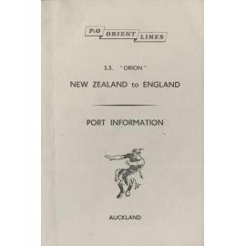 S.S. Orion, New Zealand to England, port information