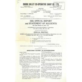 Ohura Valley Co-operative Dairy Company Limited. Annual Report and Statement of Accounts for the year ended 31 May 1960