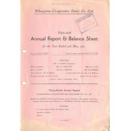 Whangaroa Co-operative Dairy Company Limited. Annual Report and Balance Sheet for the year ended 31 May 1949