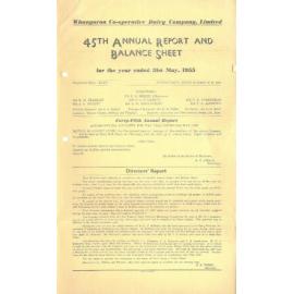 Whangaroa Co-operative Dairy Company Limited. Annual Report and Balance Sheet for the year ended 31 May 1955