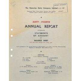Opouriao Dairy Company Limited. Annual Report and Balance Sheet for the year ended 30 April 1964