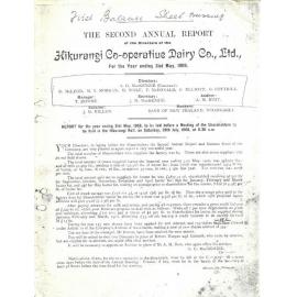 Hikurangi Co-operative Dairy Company Limited. Annual Report for the year ended 31 May 1906