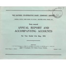 Kaitieke Co-operative Dairy Company Limited. Annual Report and Accompanying Accounts for the year ended 31 May 1973