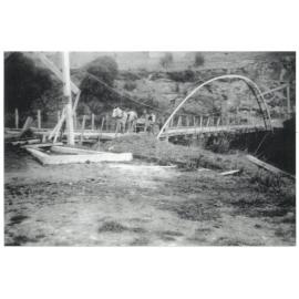 Swing bridge at Papahaua Station was the only available approach to the Station over the Mangawhero River, 1950s