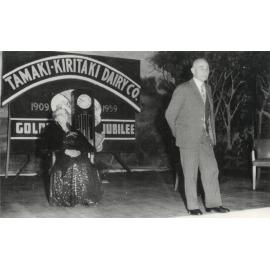Tamaki-Kiritaki Co-operative Dairy Company Limited. Presentation of the long case clock to Mr and Mrs. Hansen by Mr. G. E. Rendle on behalf of the Company, 1959