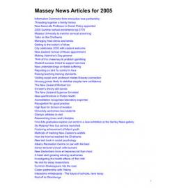 Massey News webpage archive, 2005