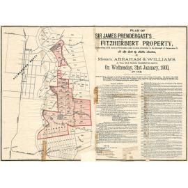 Abraham & Williams. Plan of Sir James Prendergast's Fitzherbert property for public auction, 31 January 1900