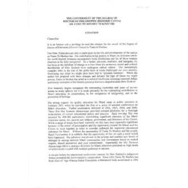 Honorary doctorate citation, Tumu Te Heuheu Tukino VIII, 2007