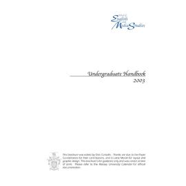 Undergraduate Handbook of the School of English and Media Studies, 2003