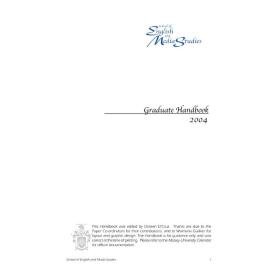 Graduate Handbook of the School of English and Media Studies, 2004