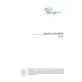 Graduate Handbook of the School of English and Media Studies, 2005