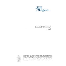 Graduate Handbook of the School of English and Media Studies, 2006