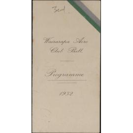 Wairarapa Are Club Ball programme, 1932