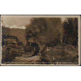 Train ascending the Spiral, showing Mount Ruapehu