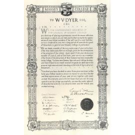 Massey College. Walter Dyer citation, 1962