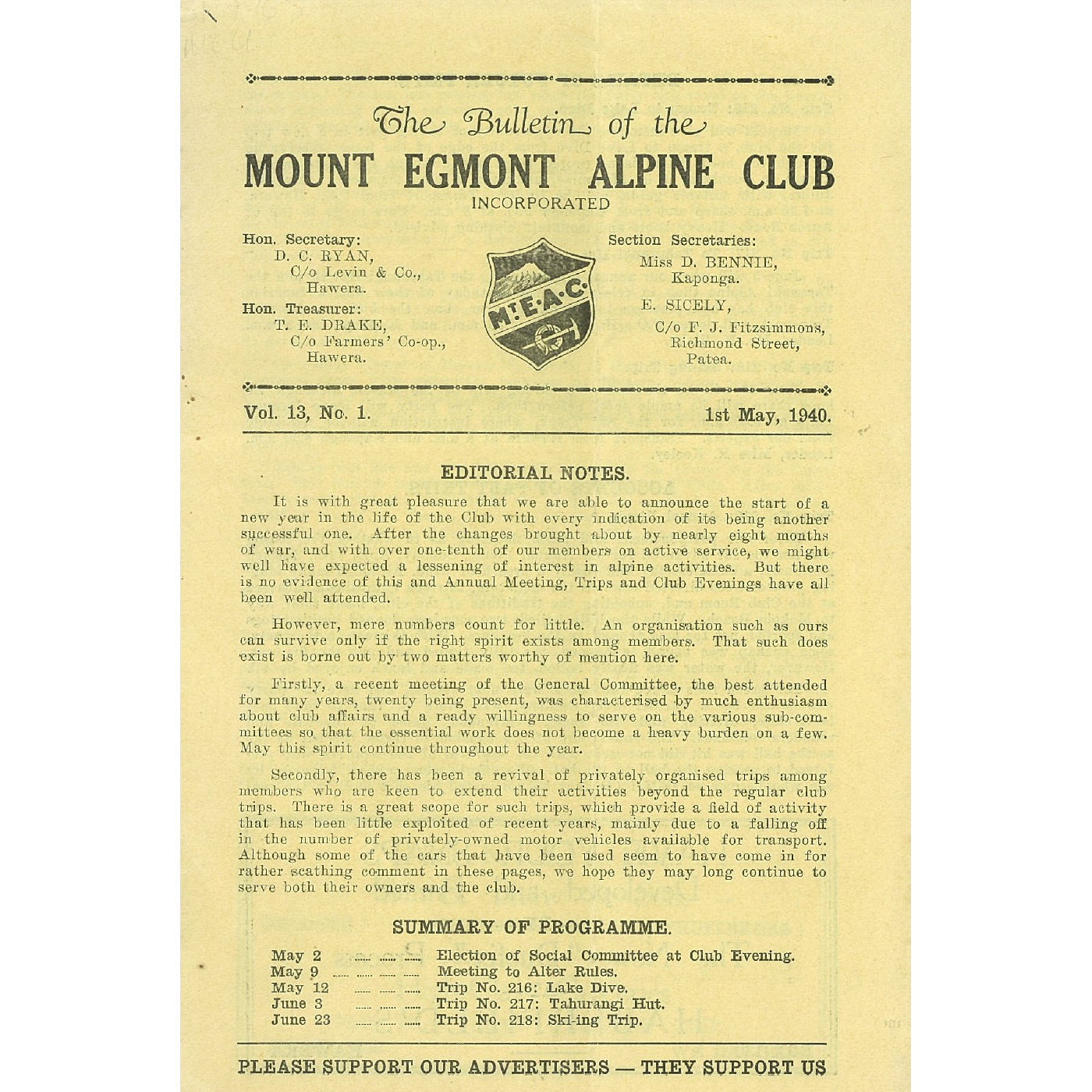 The Bulletin of the Mount Egmont Alpine Club