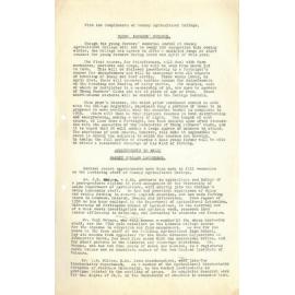 Massey Agricultural College Old Students Association news, 1952